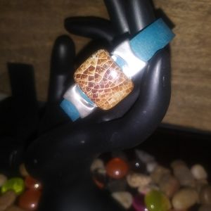 NWT- leather, sterling silver & ceramic